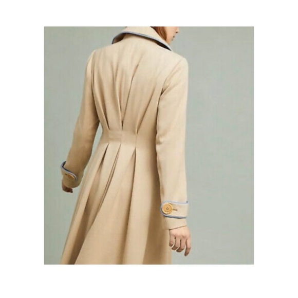 $288 Anthropologie Piped Trench Tan Trench Coat 10 - Picture 5 of 13